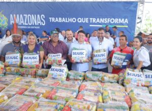 Imagem da notícia - Em Coari, Governo do Amazonas beneficia OSCs com 1,2 mil cestas de alimentos para atender indígenas e PcD