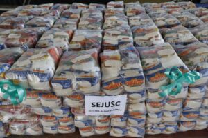 Imagem da notícia - Em Tefé, famílias recebem 2,2 toneladas de alimentos e 100 kits bebê